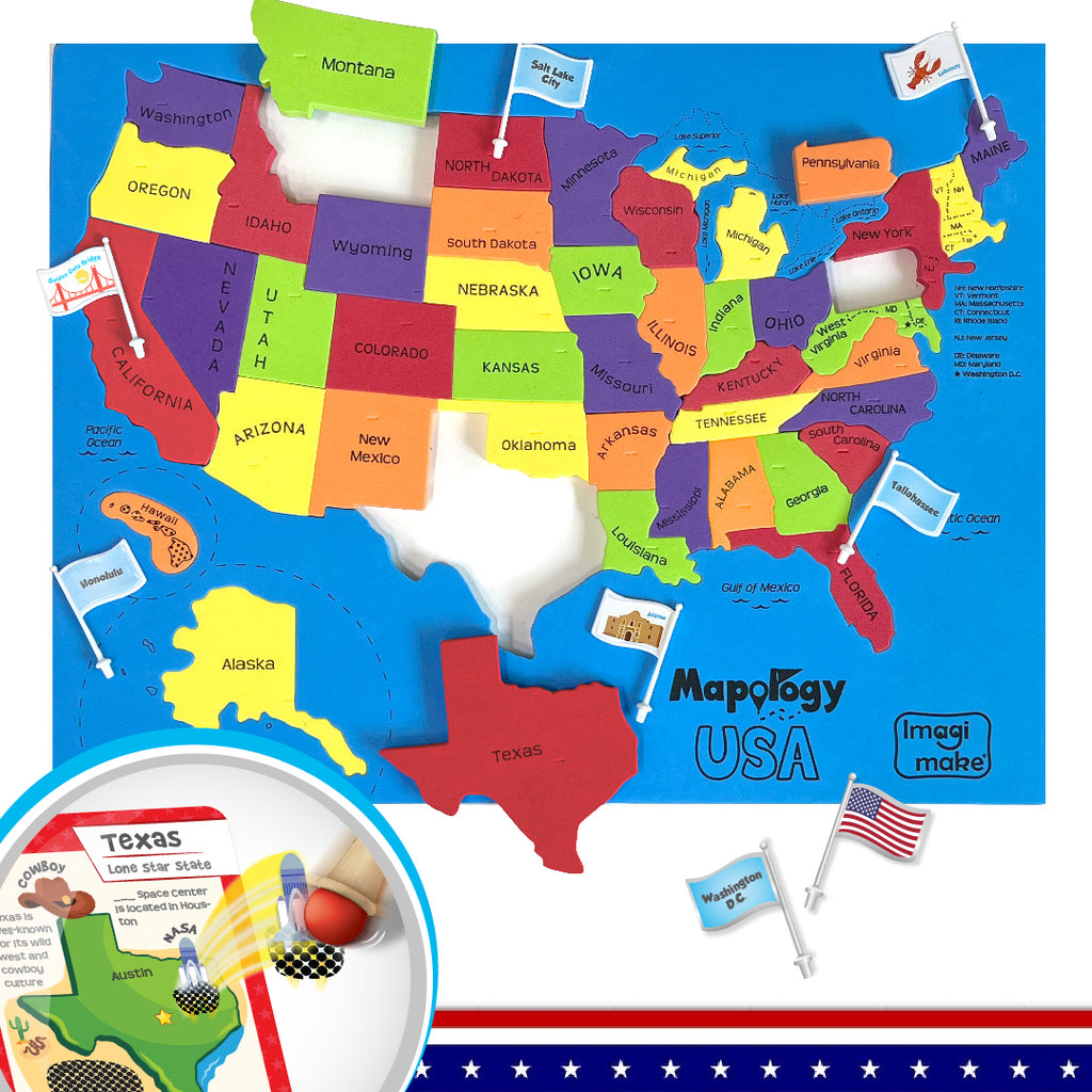 Mapology USA with Flags Puzzle  & Flashcards