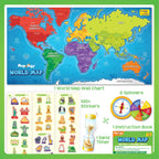 World Map Wall Chart with Reusable Stickers