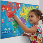 World Map Wall Chart with Reusable Stickers