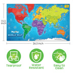 World Map Wall Chart with Reusable Stickers