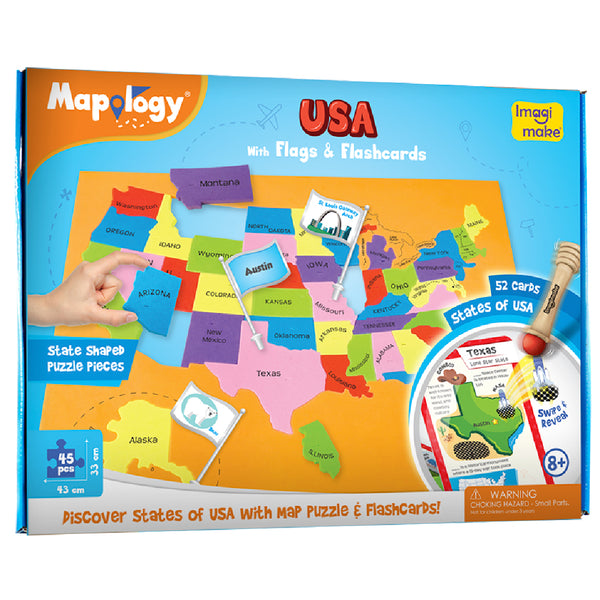 Mapology USA with Flags Puzzle  & Flashcards