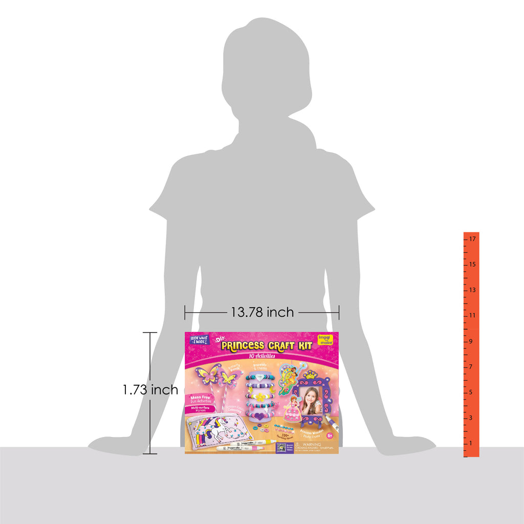 Princess Craft Kit | 10 Mess-Free DIY Activities | Bracelet Making Kit, Unicorn Pouch, Butterfly Wands & Photo Frame | Girls Toys Age 6-8 | 5,6,7,8,9,10,11,12 Year Old Girl Birthday Gifts