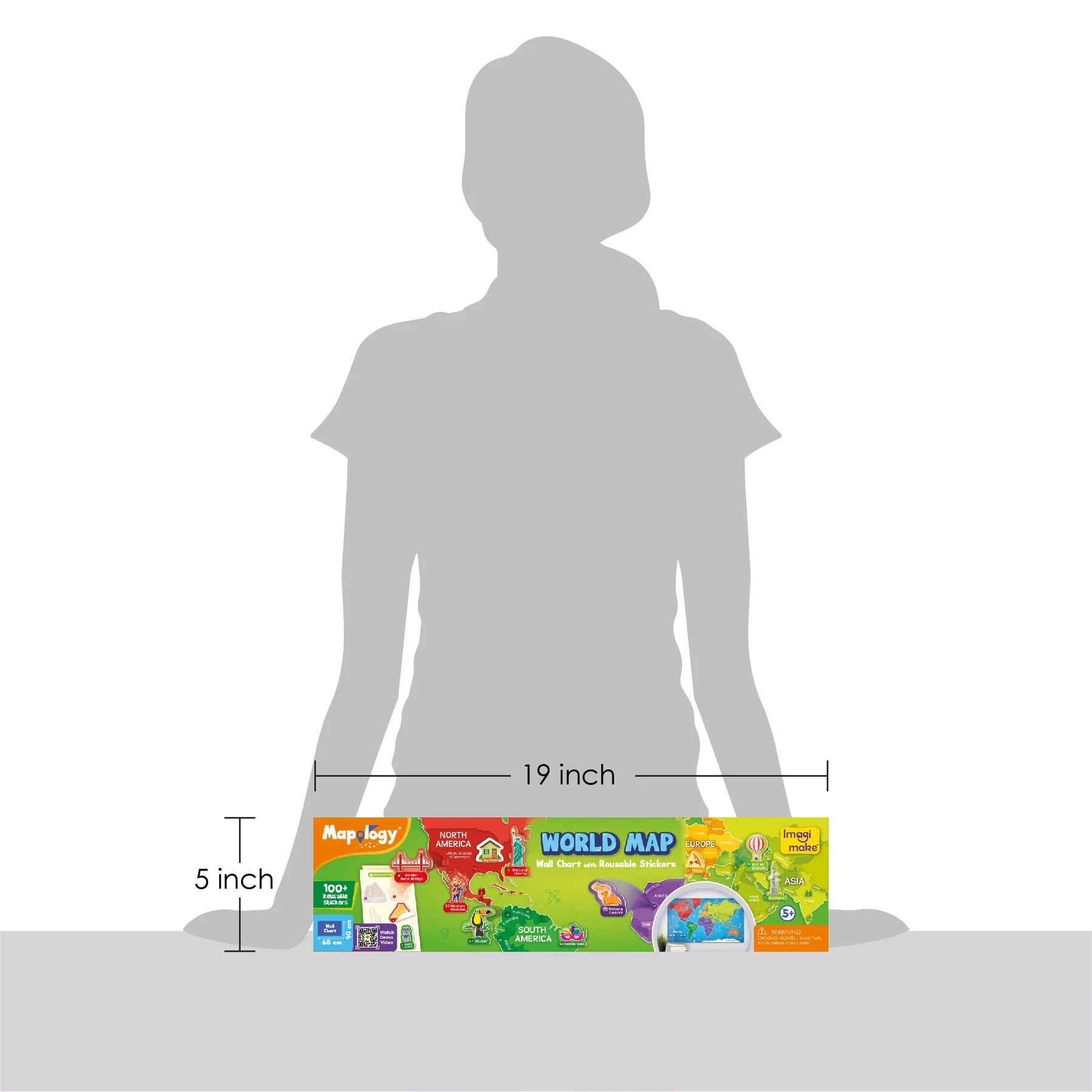 World Map Wall Chart with Reusable Stickers