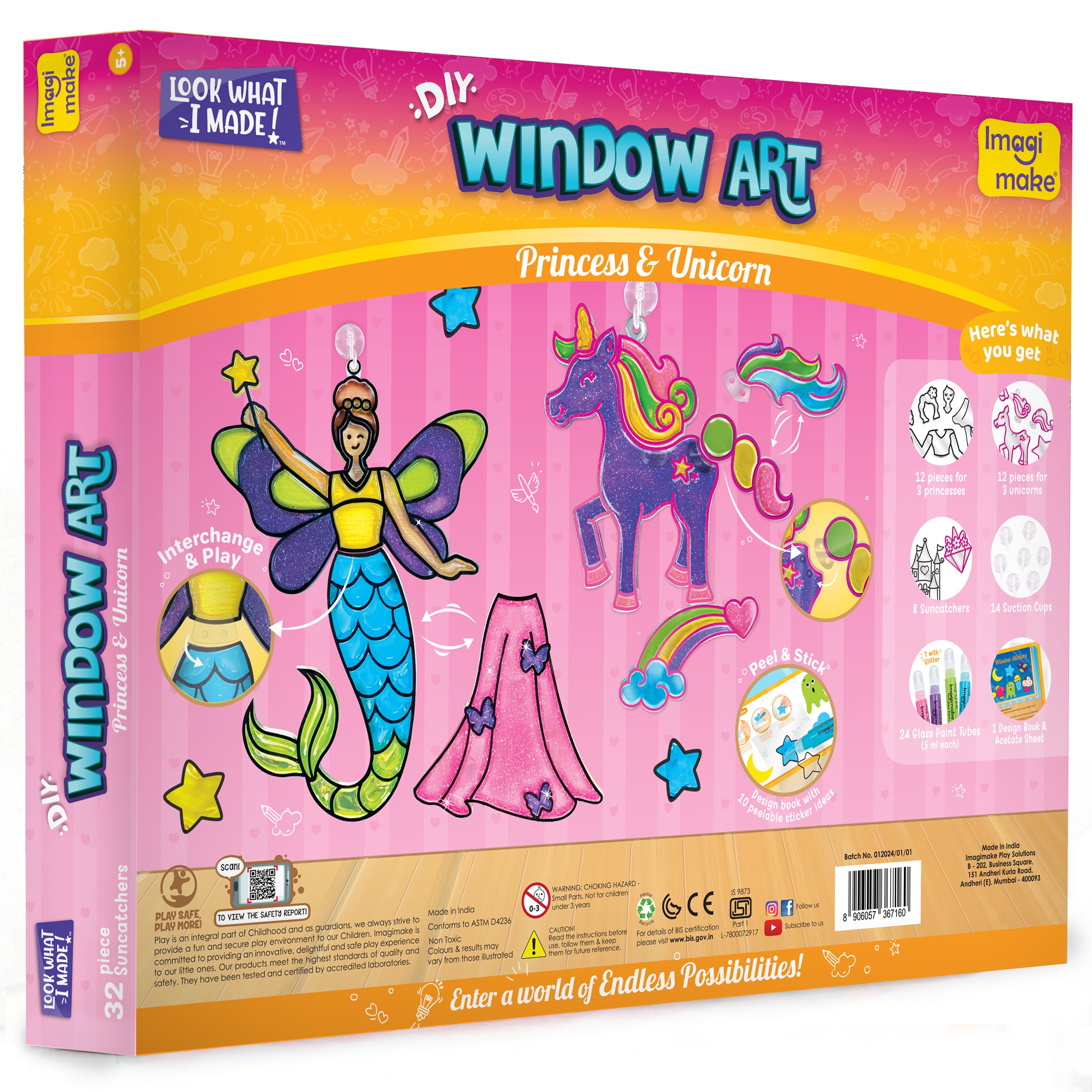 Window Art for Kids - Princess and Unicorn