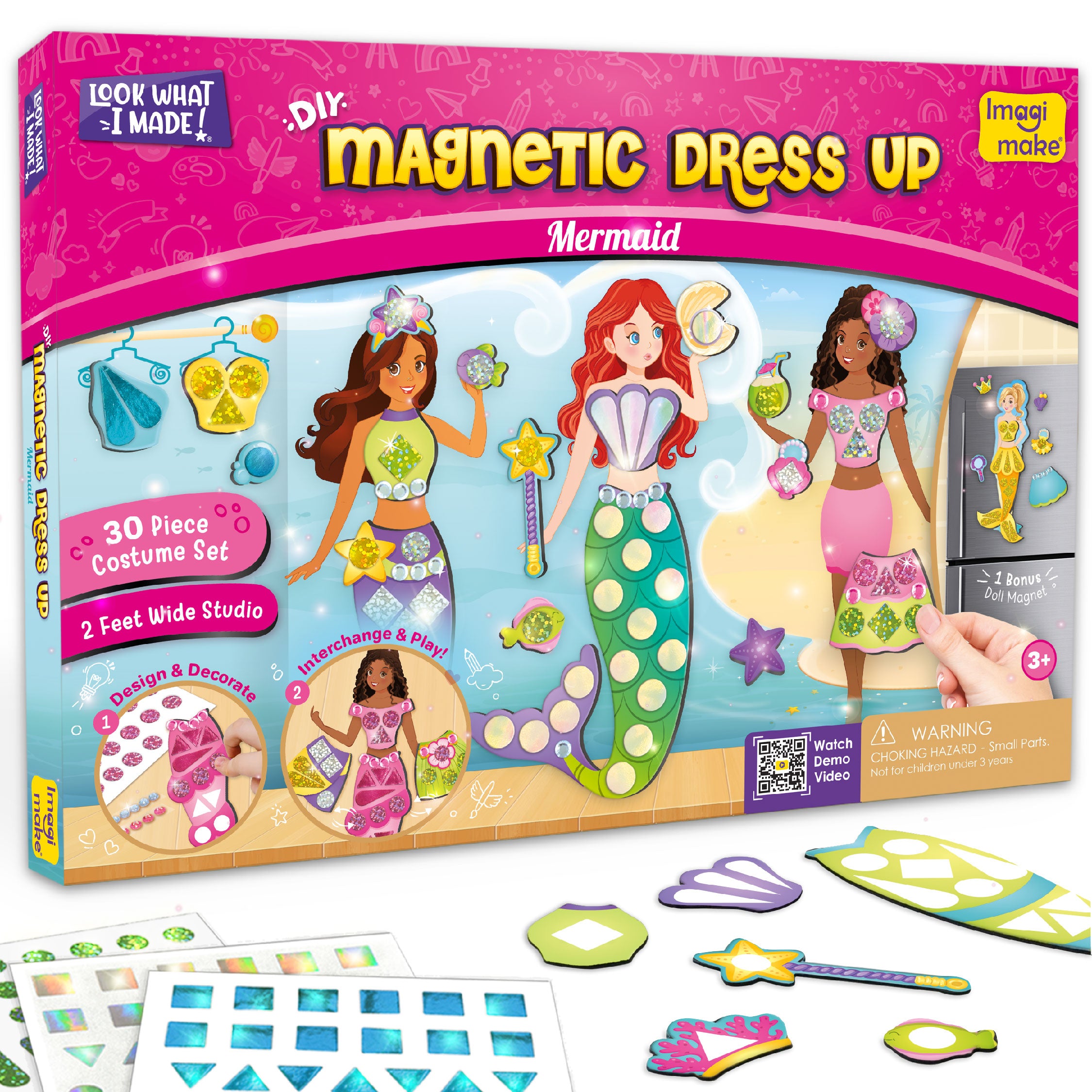 Magnetic Dress-Up Mermaid | Pretend Play Toys for Girls | 30 Magnetic Dresses & Accessories | Interchange & Create Unlimited Outfits | Birthday Gift for Girls Ages 3,4,5,6,7,Multicolour