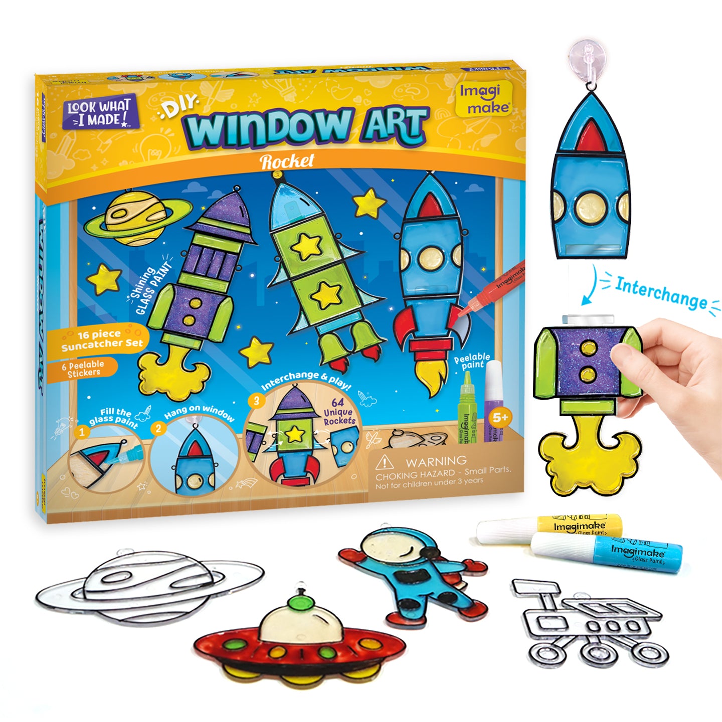 Window Art for Kids - Rocket | Suncatcher Kits for Boys, Arts and Crafts for Ages 5-7 | Toys for Boys & Girls Ages 6-8-10-12 | Birthday Gifts for 5 6 7 8 9 10 11 12 Years Old Boys & Girls