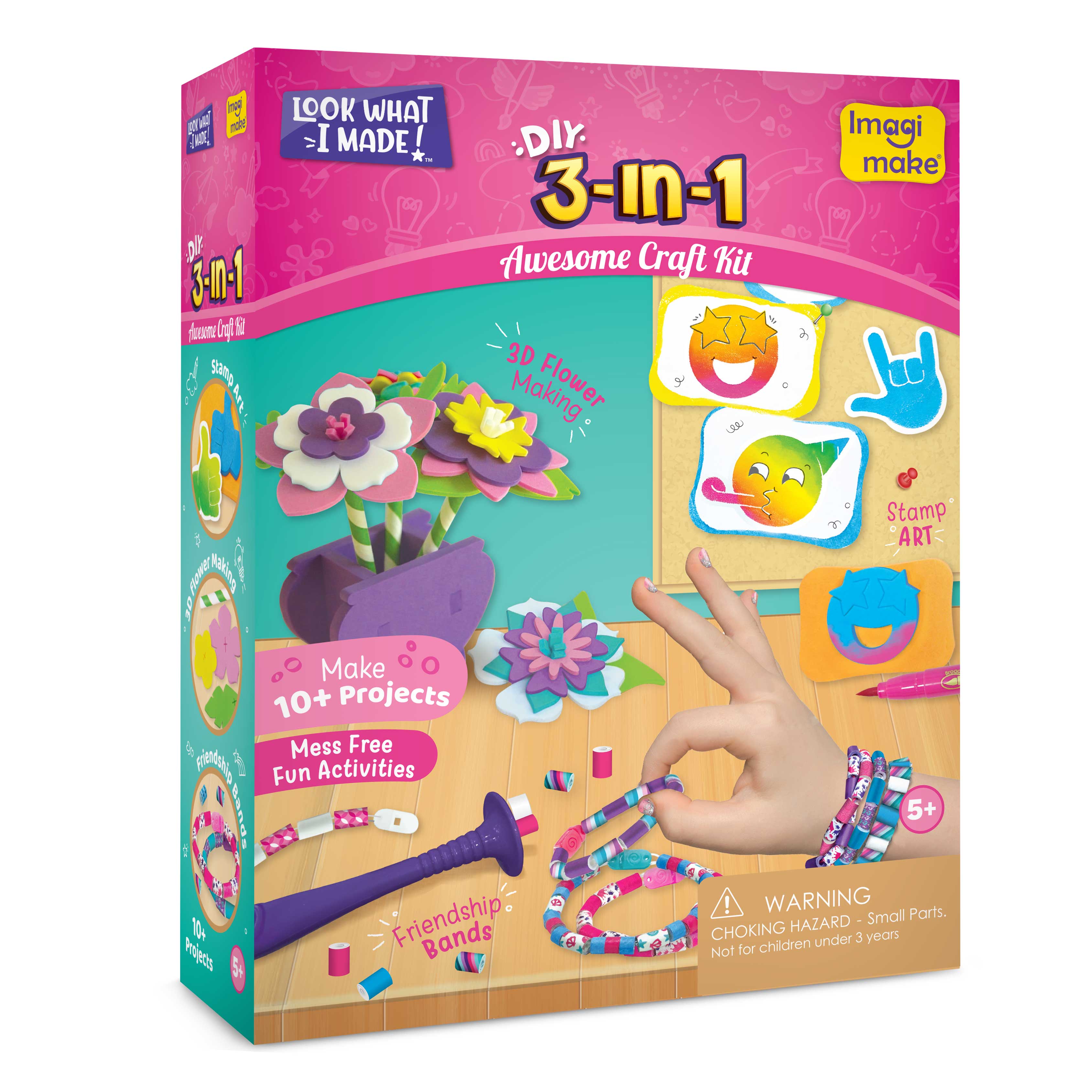 3-in-1 awesome craft kit - creative toy and diy set for kids - 5 years and above- Multi color