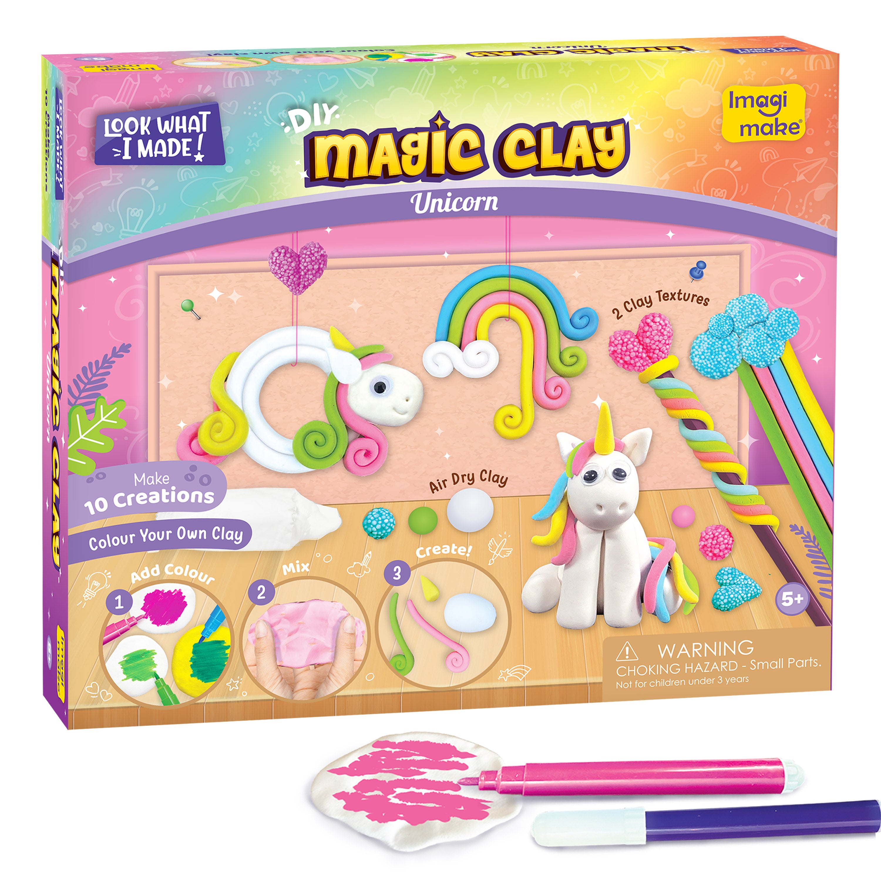 Magic Clay | Colour & Create | Unicorn Craft Kit | Air Dry Clay for Art & Craft | Make 10 Super Clay Creations | Birthday Gift for 5,6,7,8 Year Old Girls & Boys