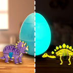 Glow in The Dark Dinosaur Figure Set & Egg - Blue