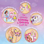 Unicorn Craft Kit | 20+ Mess Free Activities | Bracelet Making Kit, Magnetic Board Princess Dress Up, Unicorn Stickers and More | 5,6,7,8 Year Old Girl Birthday Gift | Crafts for Girls 8-12