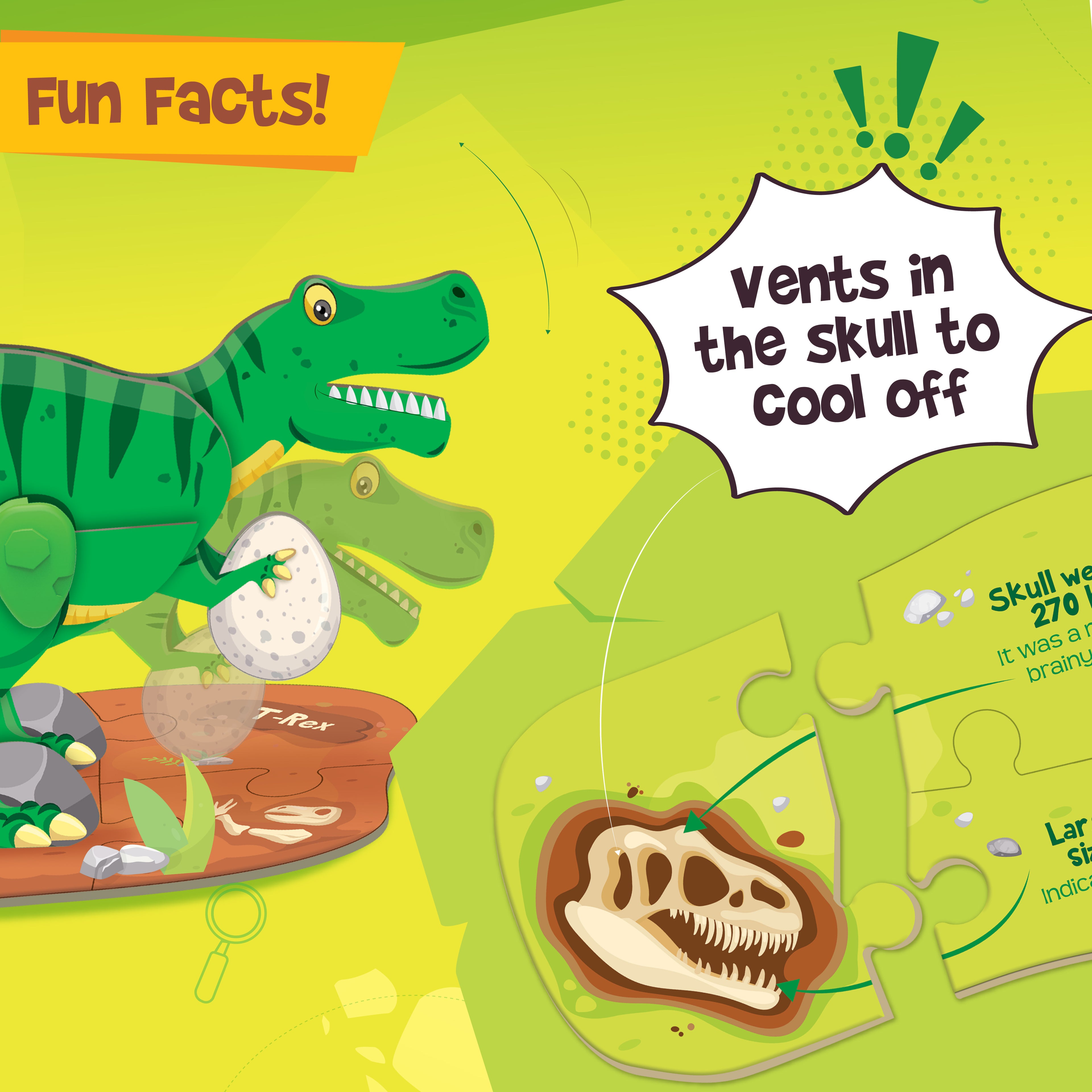 Glow in The Dark Dinos & Egg Green |3D Dinosaur Puzzle for Kids | Build and Play with Glowing Dinosaur Toys | Birthday and Return Gifts for Kids Ages 5,6,7,8,9