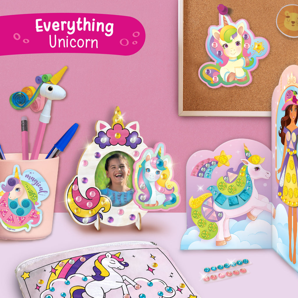 Unicorn Craft Kit | 20+ Mess Free Activities | Bracelet Making Kit, Magnetic Board Princess Dress Up, Unicorn Stickers and More | 5,6,7,8 Year Old Girl Birthday Gift | Crafts for Girls 8-12