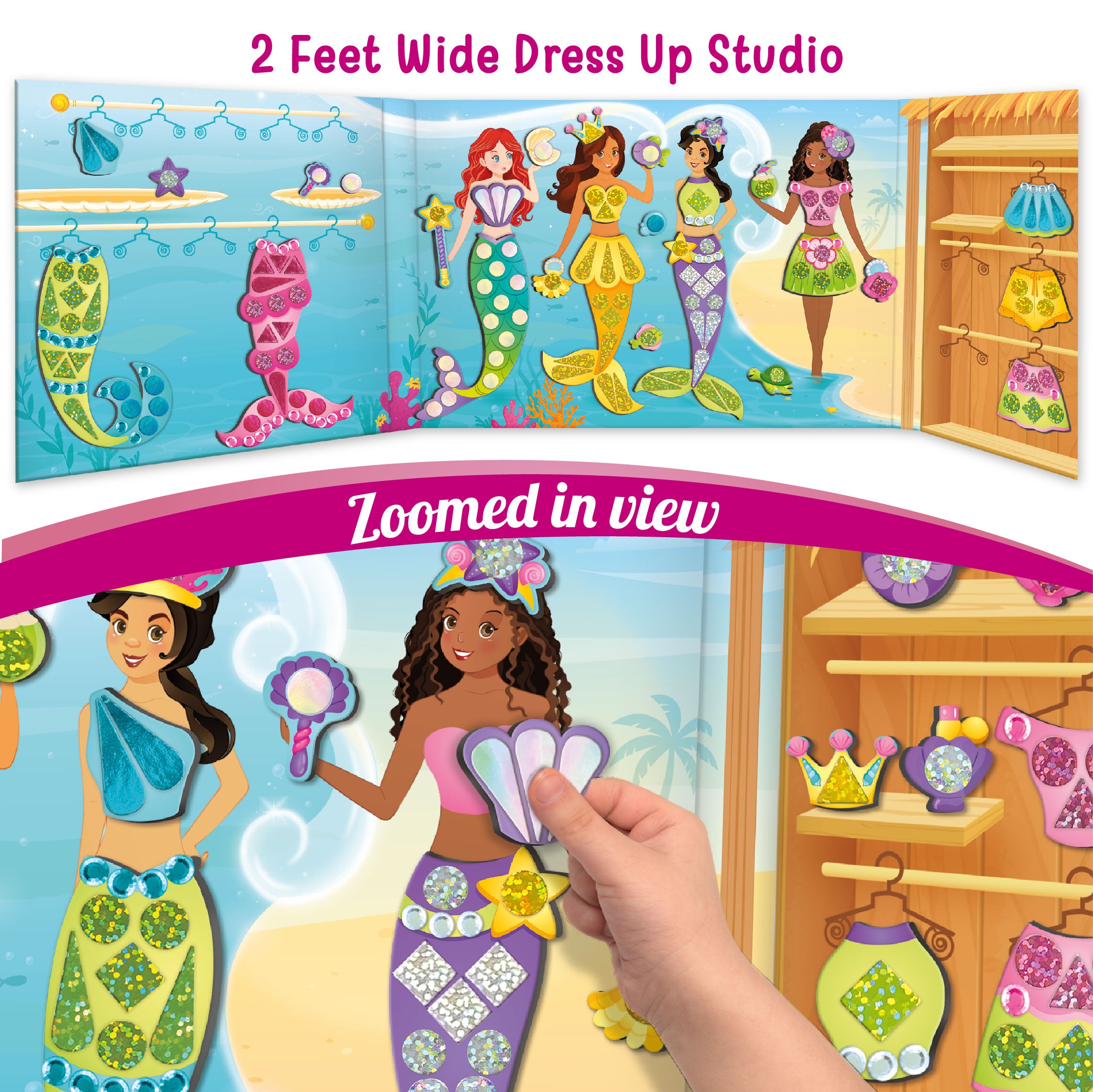 Magnetic Dress-Up Mermaid | Pretend Play Toys for Girls | 30 Magnetic Dresses & Accessories | Interchange & Create Unlimited Outfits | Birthday Gift for Girls Ages 3,4,5,6,7,Multicolour