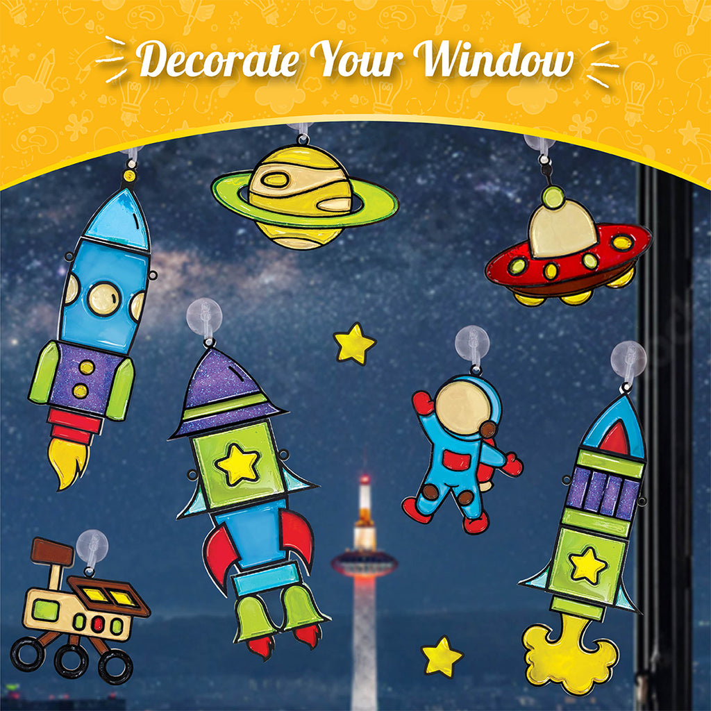 Window Art for Kids - Rocket | Suncatcher Kits for Boys, Arts and Crafts for Ages 5-7 | Toys for Boys & Girls Ages 6-8-10-12 | Birthday Gifts for 5 6 7 8 9 10 11 12 Years Old Boys & Girls