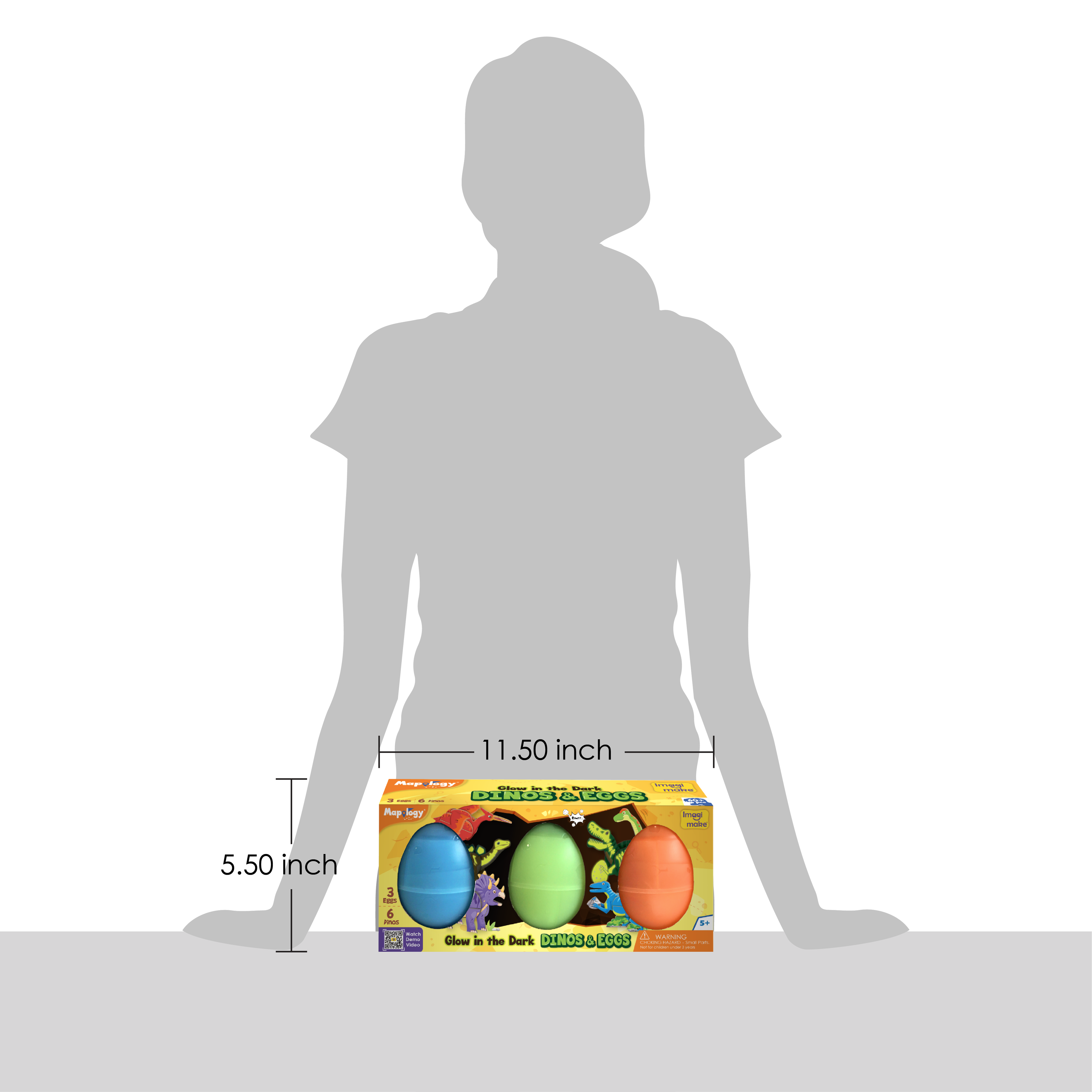 Glow-in-the-Dark Dinosaur Eggs | Set of 3 Figures
