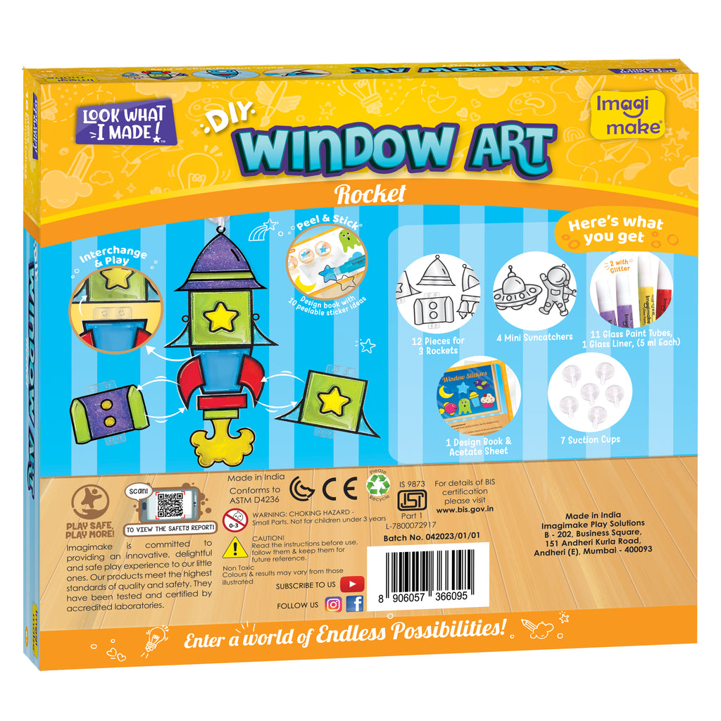 Window Art for Kids - Rocket | Suncatcher Kits for Boys, Arts and Crafts for Ages 5-7 | Toys for Boys & Girls Ages 6-8-10-12 | Birthday Gifts for 5 6 7 8 9 10 11 12 Years Old Boys & Girls