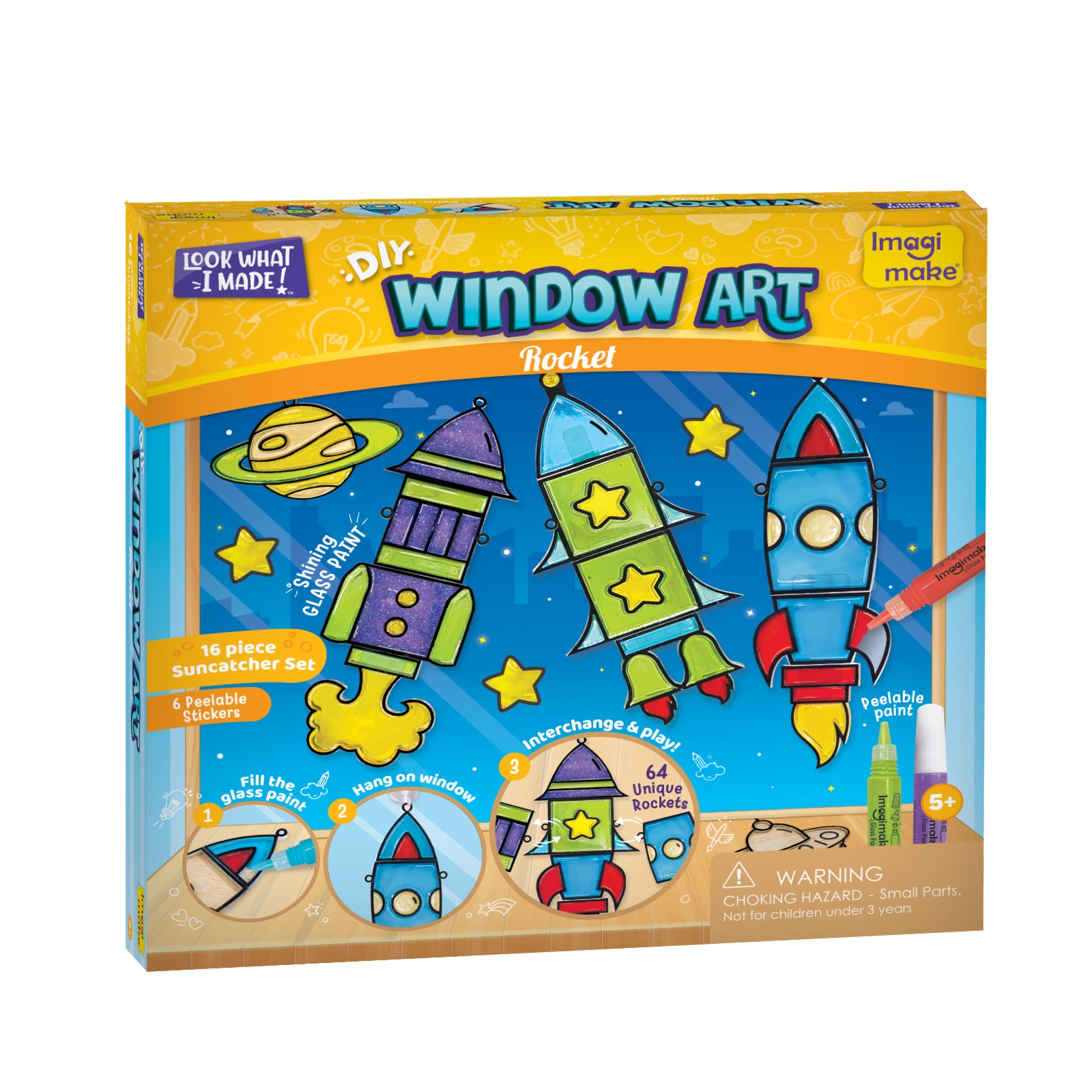 Window Art for Kids - Rocket | Suncatcher Kits for Boys, Arts and Crafts for Ages 5-7 | Toys for Boys & Girls Ages 6-8-10-12 | Birthday Gifts for 5 6 7 8 9 10 11 12 Years Old Boys & Girls