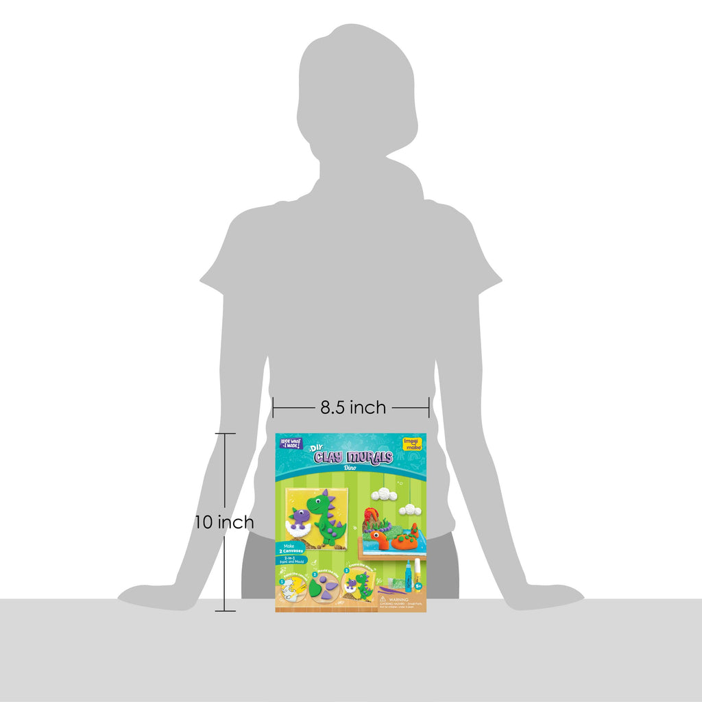 Clay Murals Dino - Modeling Clay for Kids - Arts and Crafts for Kids Ages 6-8 - Air Dry Clay for Kids - Gifts for 5, 6, 7, 8 Year Old Boys & Girls - Includes Glass Paint for Kids