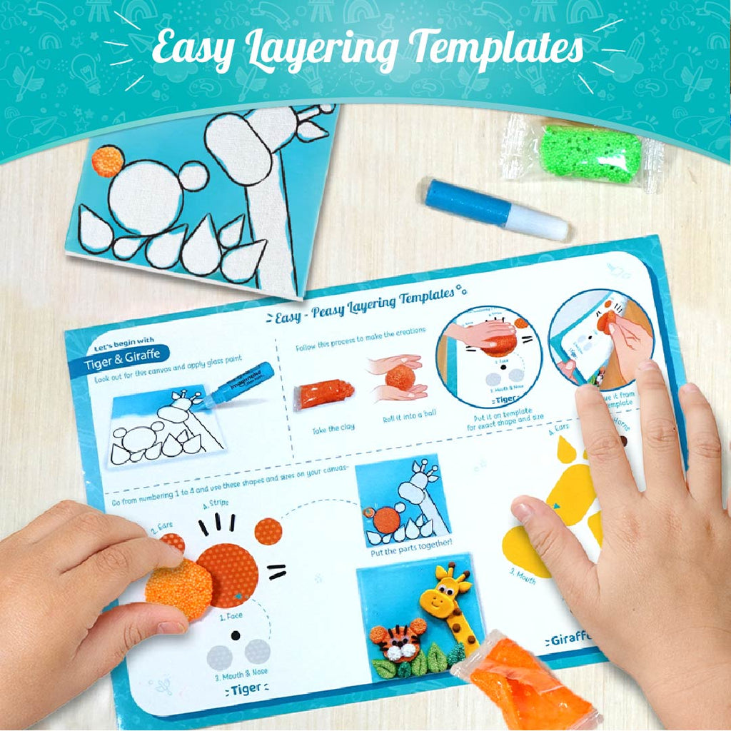 Clay Murals - Jungle - Modelling Clay & Glass Paint - 5 Designs - Art & Craft Kit - Age 5 Years+ (Jungle)