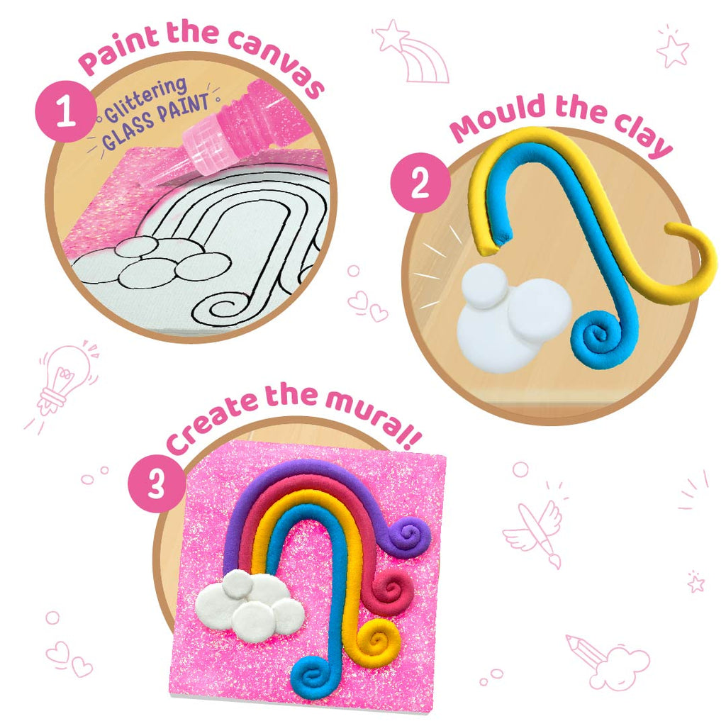 Clay Murals -Unicorn - Modelling Clay & Glass Paint - 5 Designs - Art & Craft Kit - Age 5 Years+