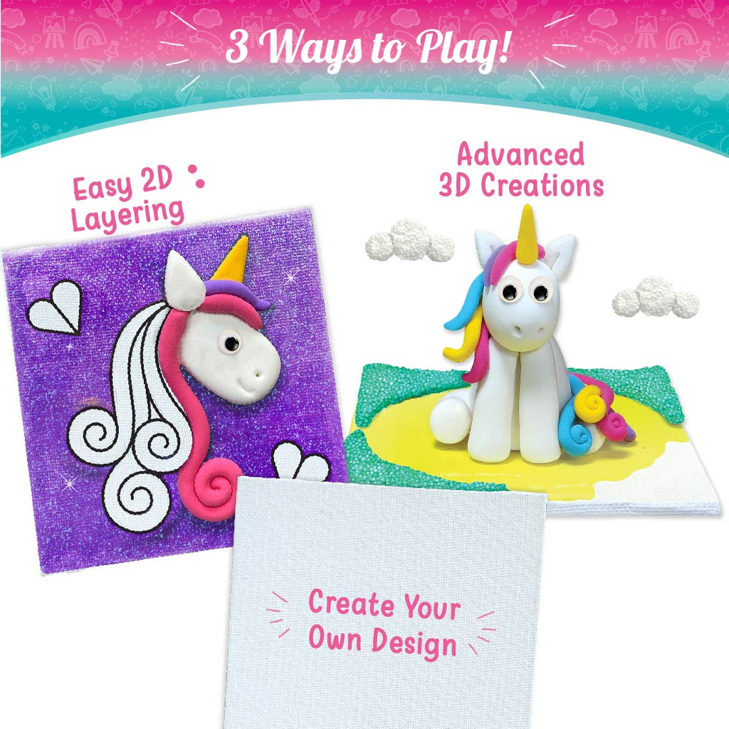 Clay Murals -Unicorn - Modelling Clay & Glass Paint - 5 Designs - Art & Craft Kit - Age 5 Years+